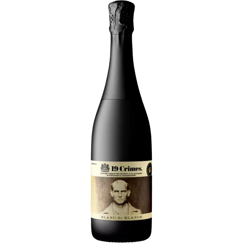 Buy 19 Crimes Sparkling Blanc De Blanc 750mL wine bottle, front label view
