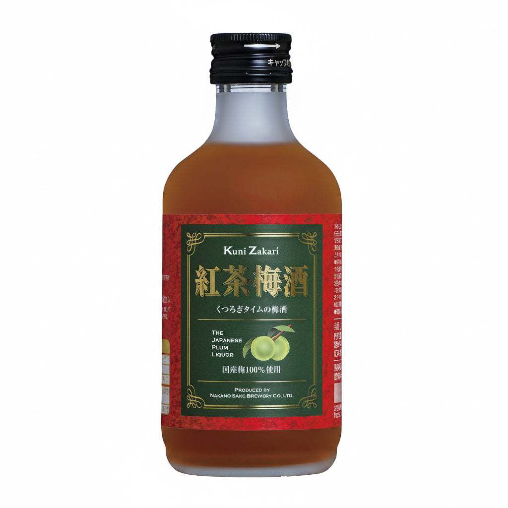 Kocha Tea Ume-Shu 300mL bottle, Japanese plum-infused sake with a clear glass container showcasing the beverage inside
