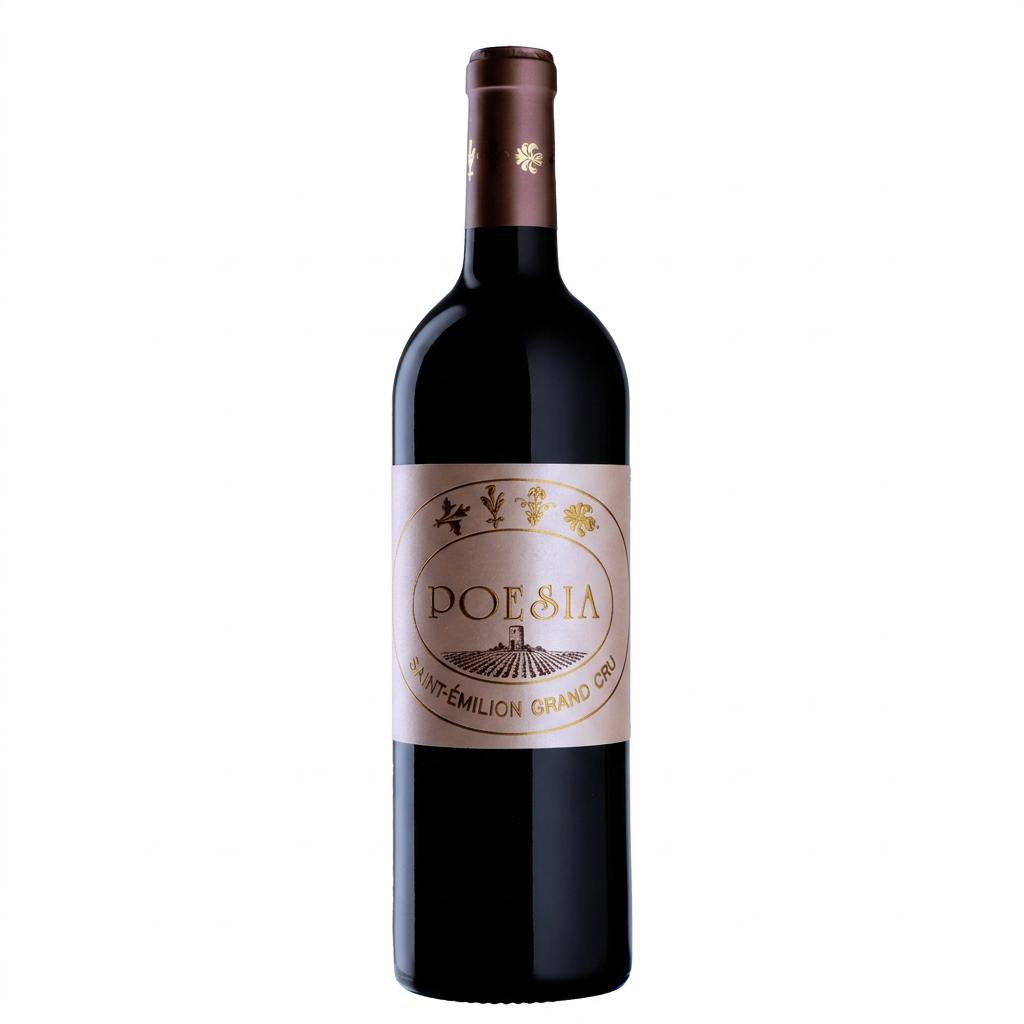 Chateau Poesia wine bottle from Chateau, featuring elegant label design and dark glass bottle on a neutral background.