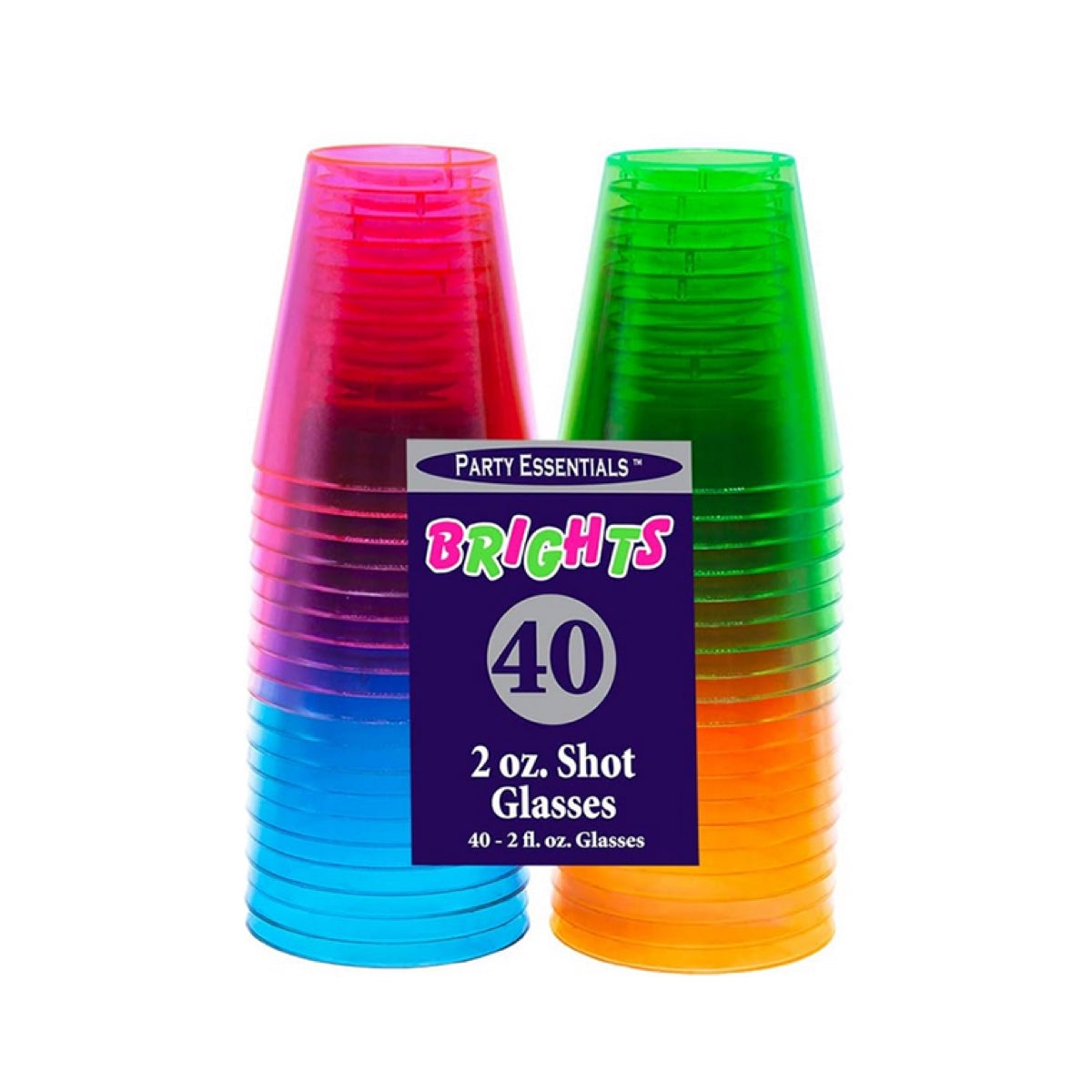 2Oz Neon Shot Glasses 40 Pack (Set of 10)