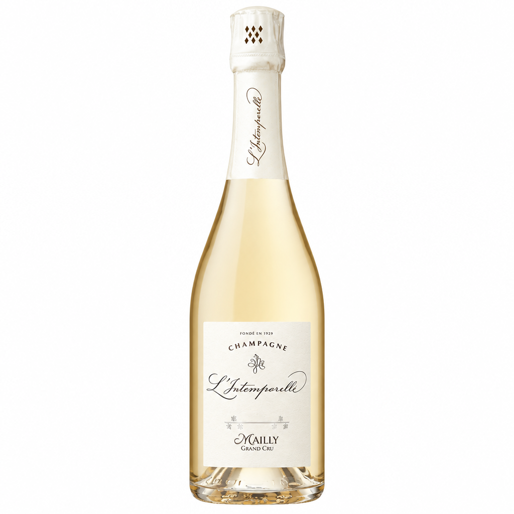 Champagne Mailly Grand Cru Intemporelle bottle with elegant label, showcasing a luxurious champagne from the renowned brand.