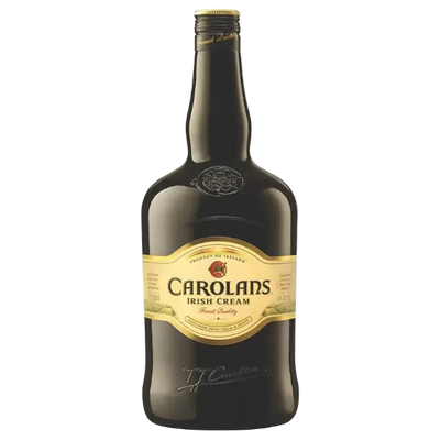 Bottle of Carolans Irish Cream liqueur in 1.14L size, featuring the classic green label and cream-colored liquid inside.