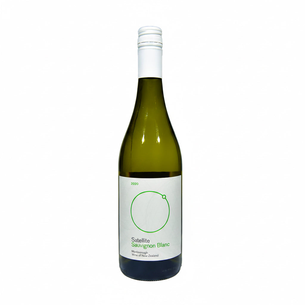 Satellite Marlborough Sauvignon Blanc 750mL wine bottle with label, showcasing a crisp white wine from New Zealand.