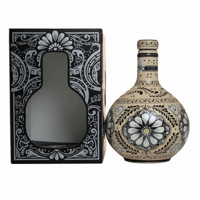 Grand Mayan Silver 3D tequila bottle, triple distilled, 750ml, clear glass with label and cap, showcasing premium alcohol packaging.