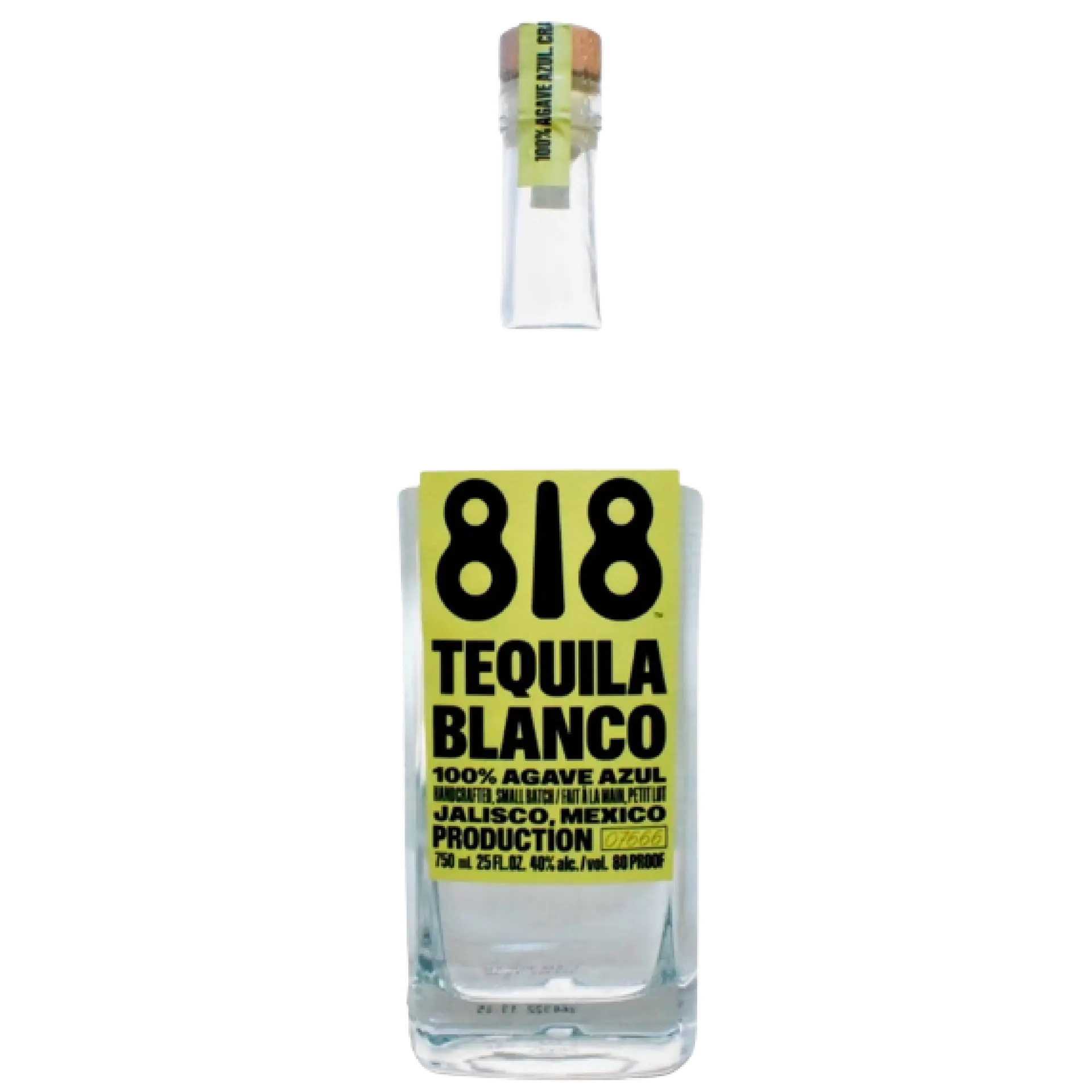 Buy 818 Tequila Blanco 750mL, clear agave spirit bottle with bold yellow label.
