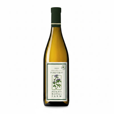Pennroyal Farm Pinotrio Anderson Valley wine bottle, 750ml, with label featuring vineyard imagery and elegant design.