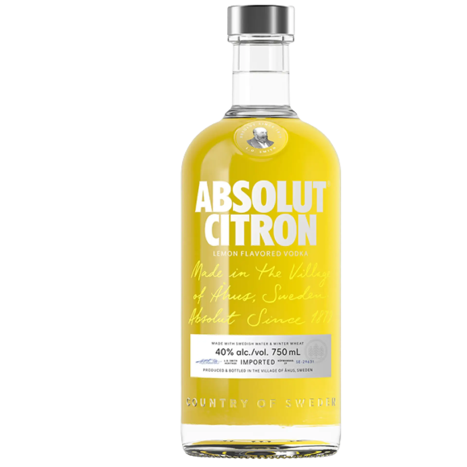 Buy Absolut Citron 750ml lemon flavored vodka, clear bottle with yellow label