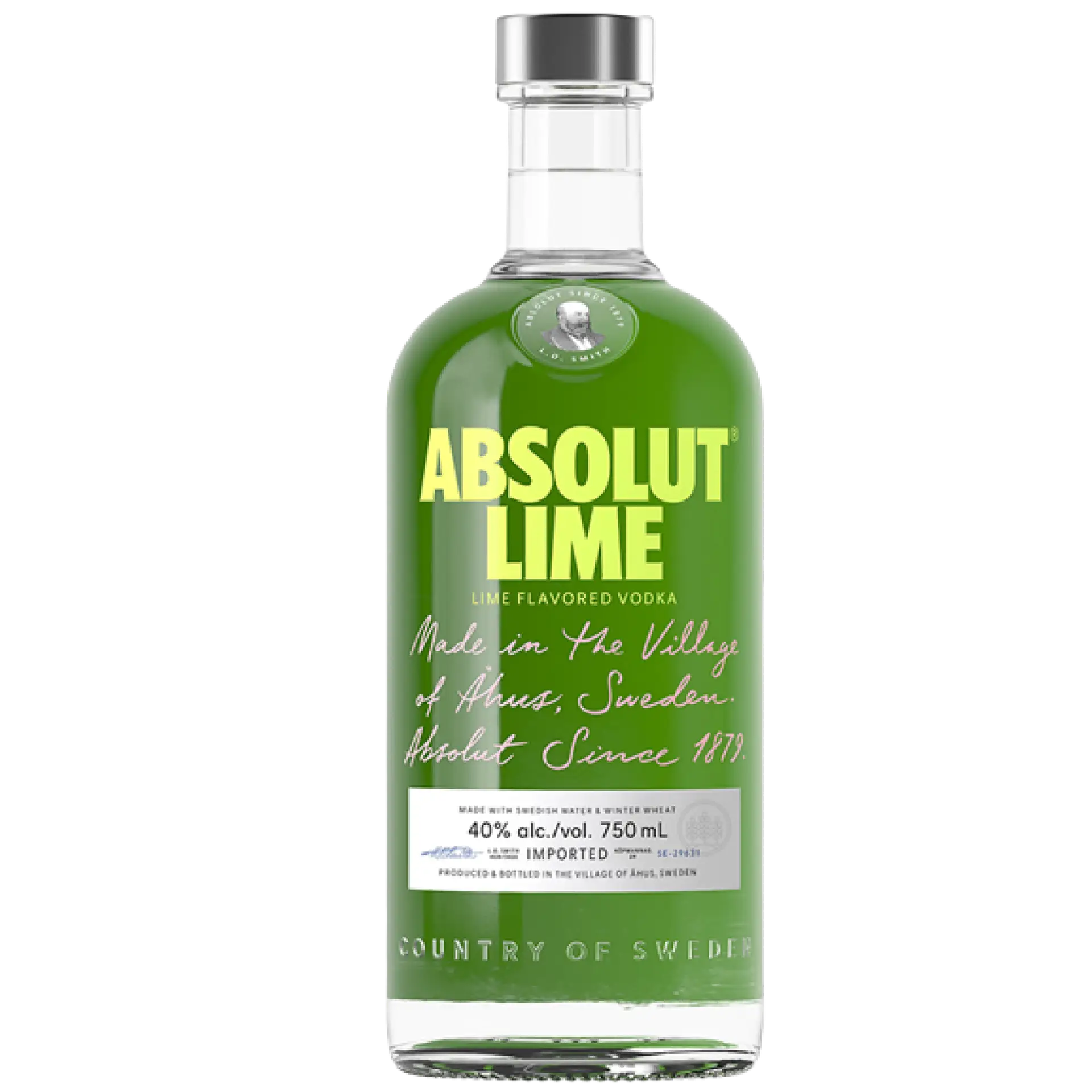 Buy Absolut Lime 750mL lime flavored vodka, clear glass bottle with green label