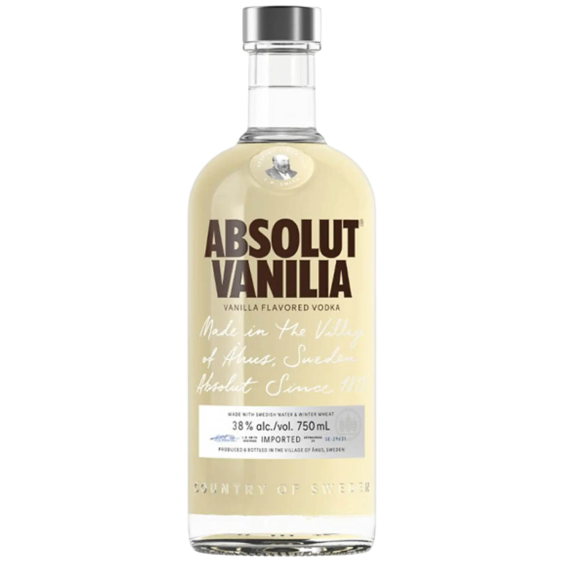 Buy Absolut Vanilia 750mL, vanilla flavored vodka bottle with clear label and cap