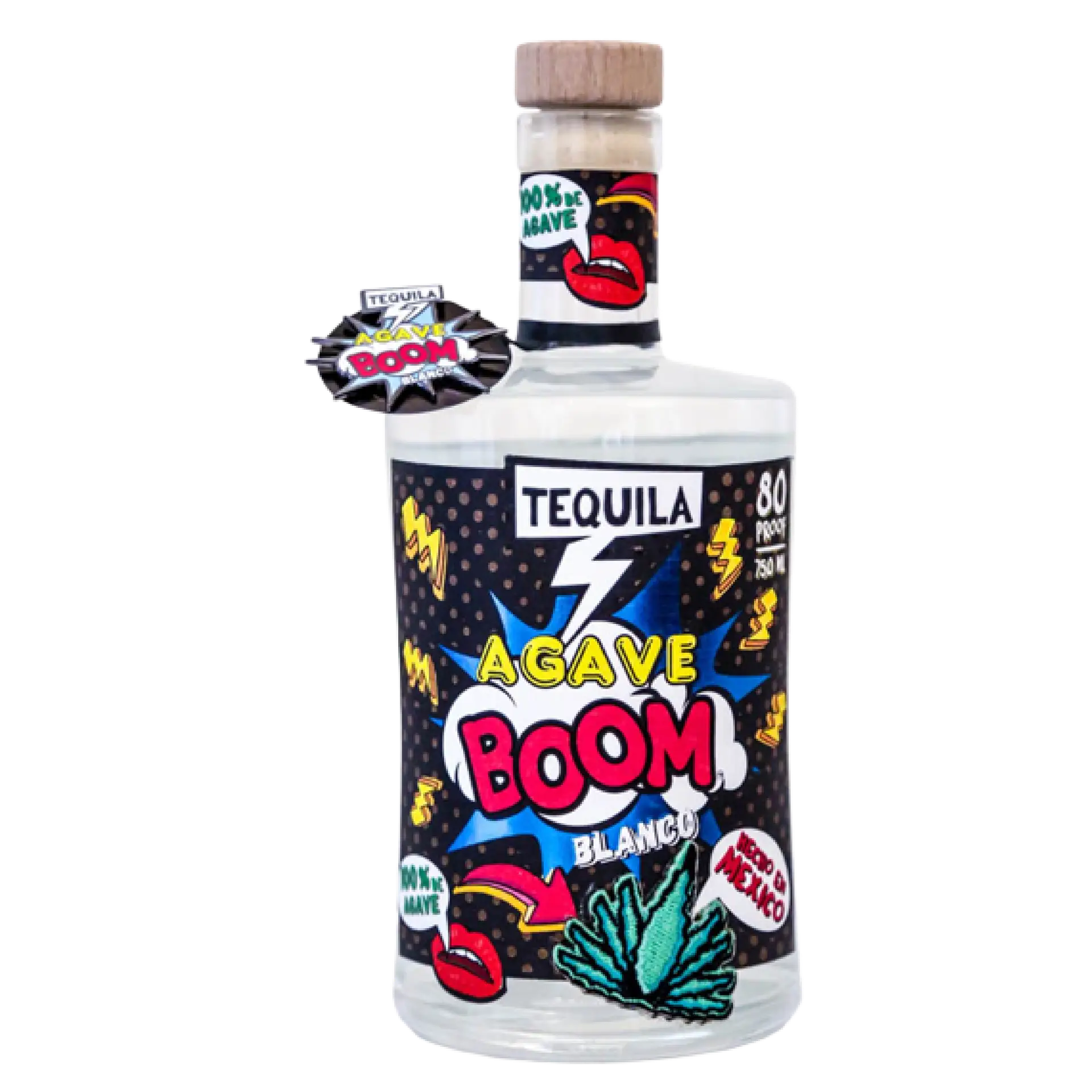 Buy Agave Boom Tequila Blanco 750mL bottle, vibrant label, 100% agave, 80 proof