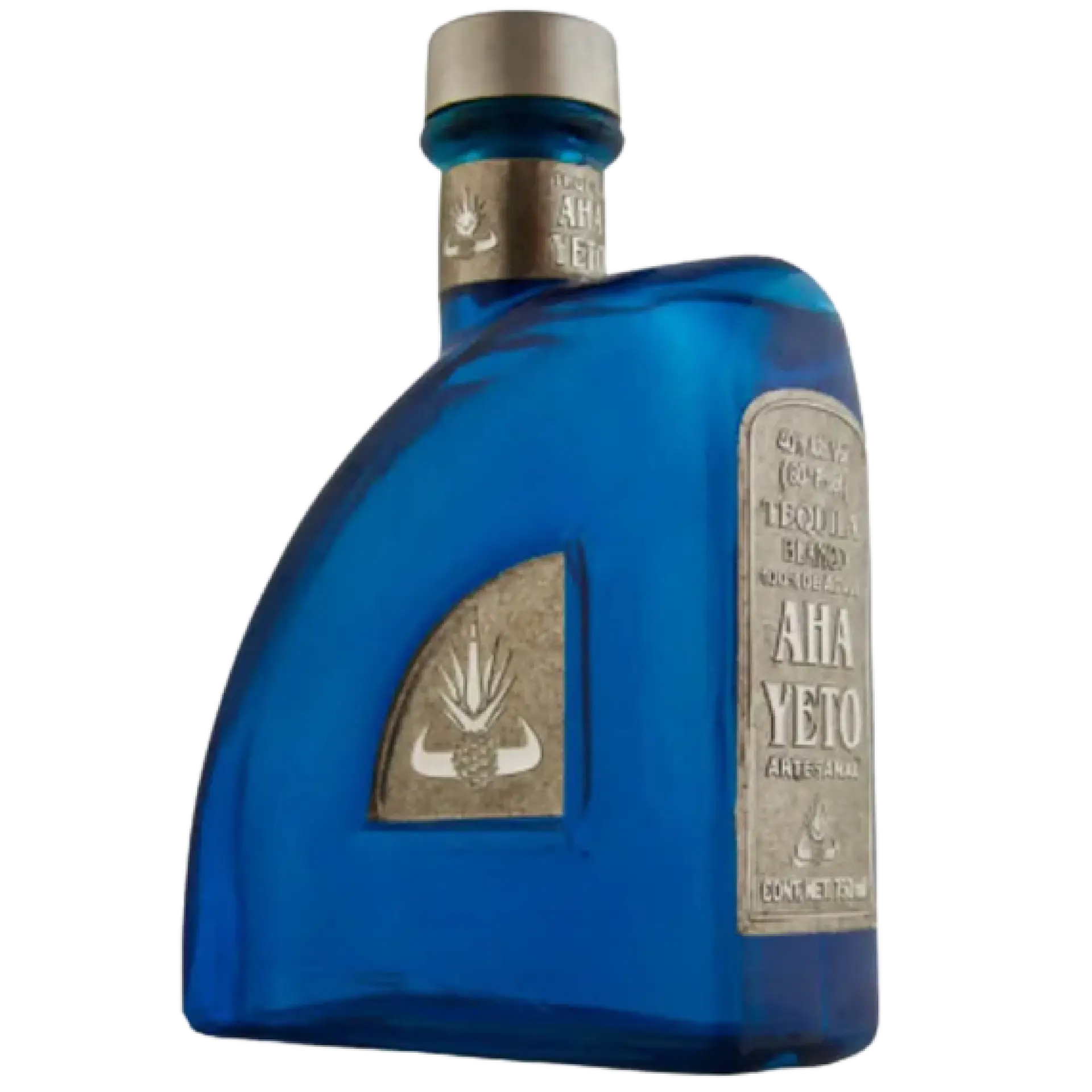 buy Aha Yeto Blanco 750mL, blue tequila bottle with silver labels
