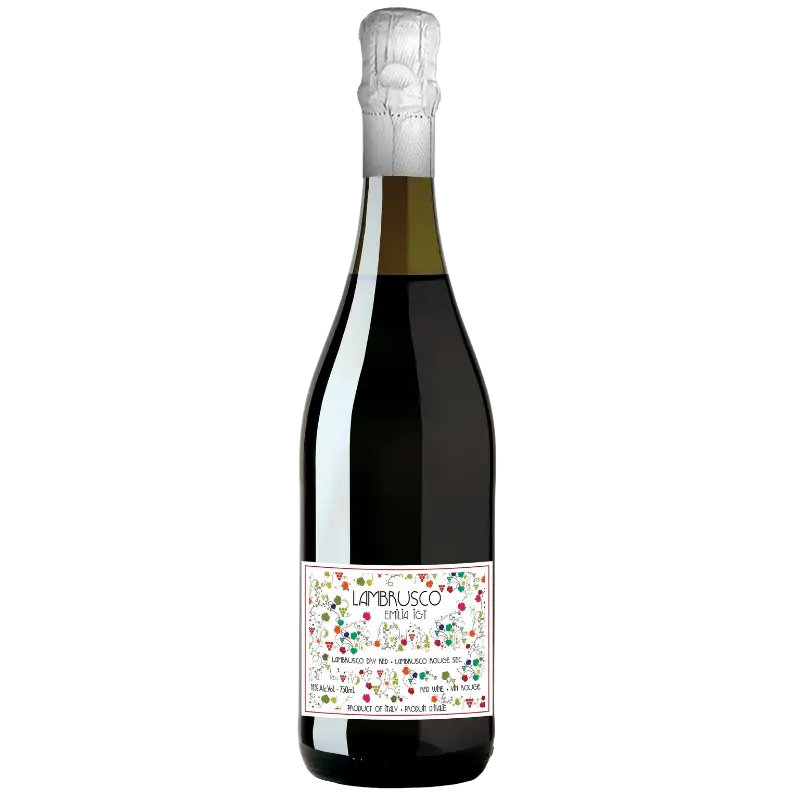 Buy Lambrusco 750mL sparkling red wine bottle with decorative label