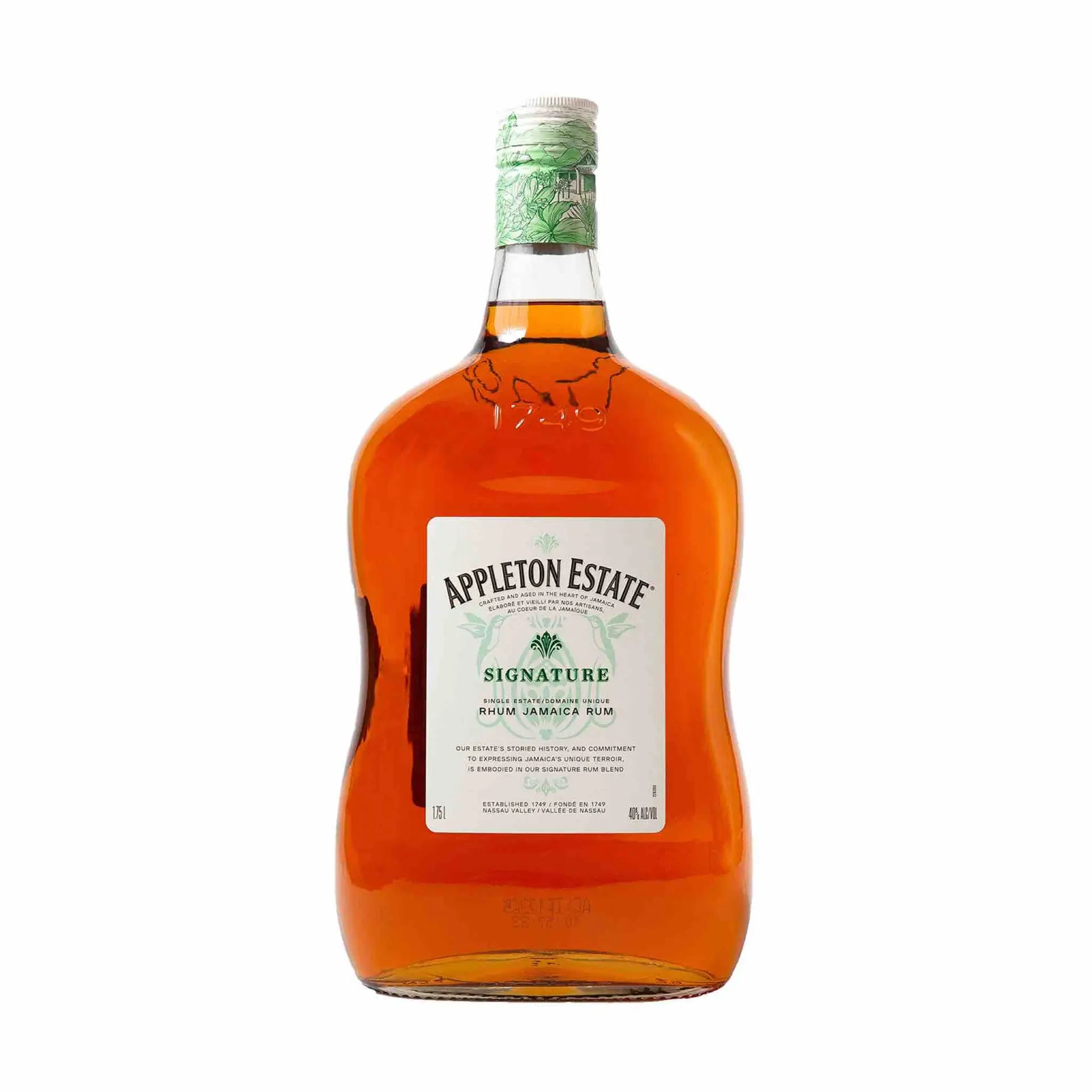 Buy Appleton Estate Signature Blend 1.75L, Jamaican rum in a clear bottle with green label.