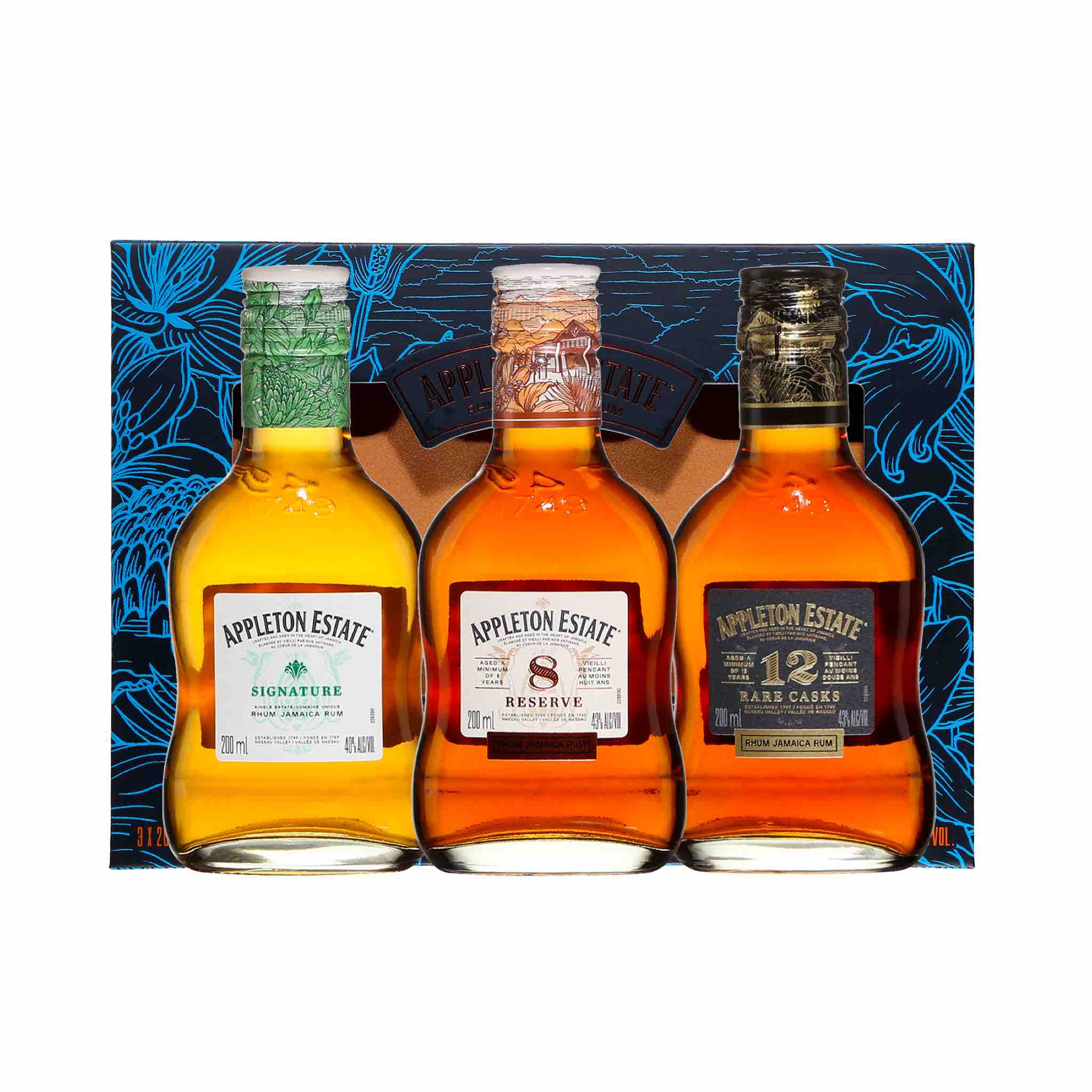 Buy Appleton Estate Taster Pack featuring three assorted rum bottles in a gift box.