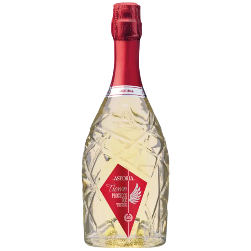 Buy Astoria Tiemo Prosecco Doc Treviso 750mL, sparkling wine in a textured bottle with red label.
