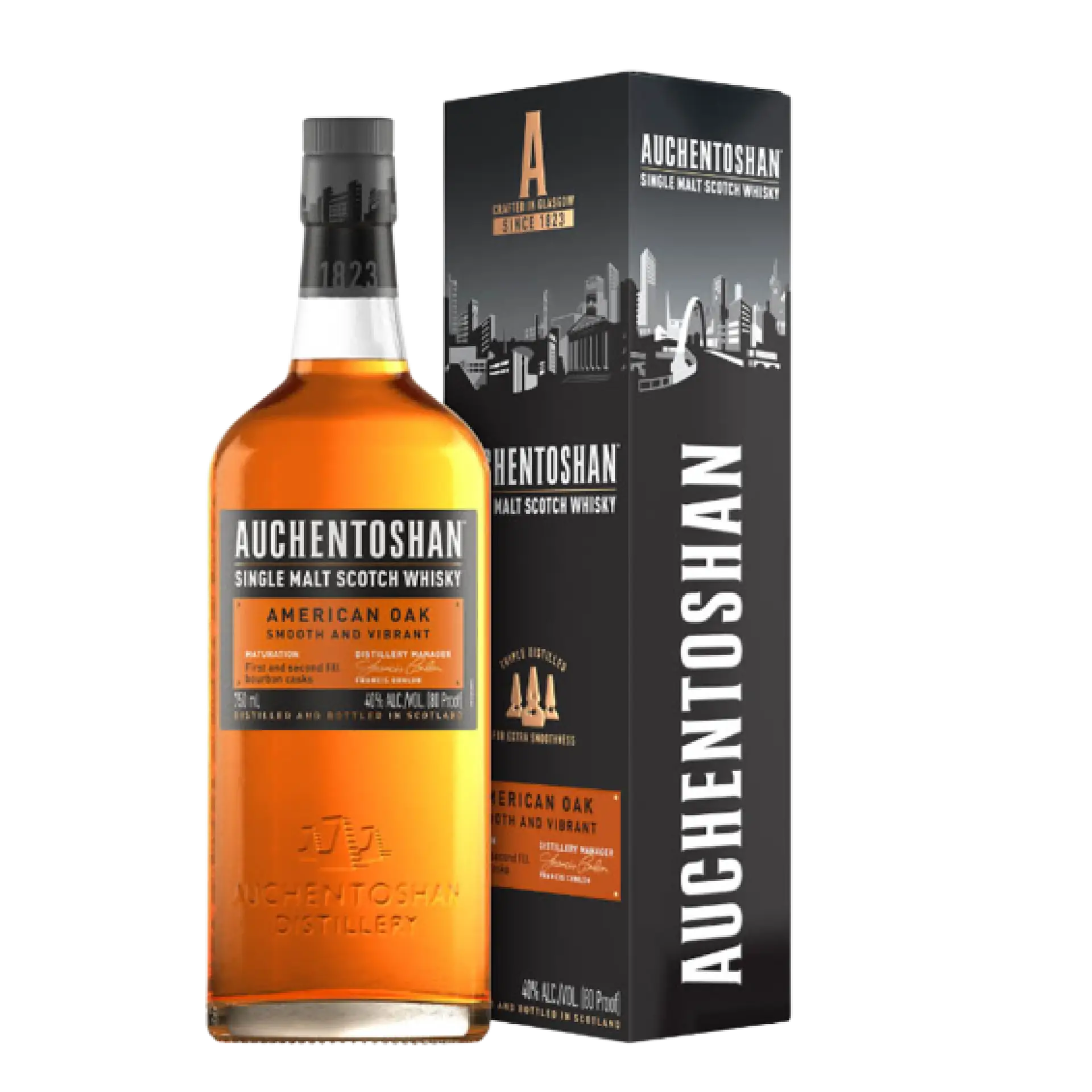 Buy Auchentoshan American Oak Single Malt Scotch Whisky 750mL bottle with box