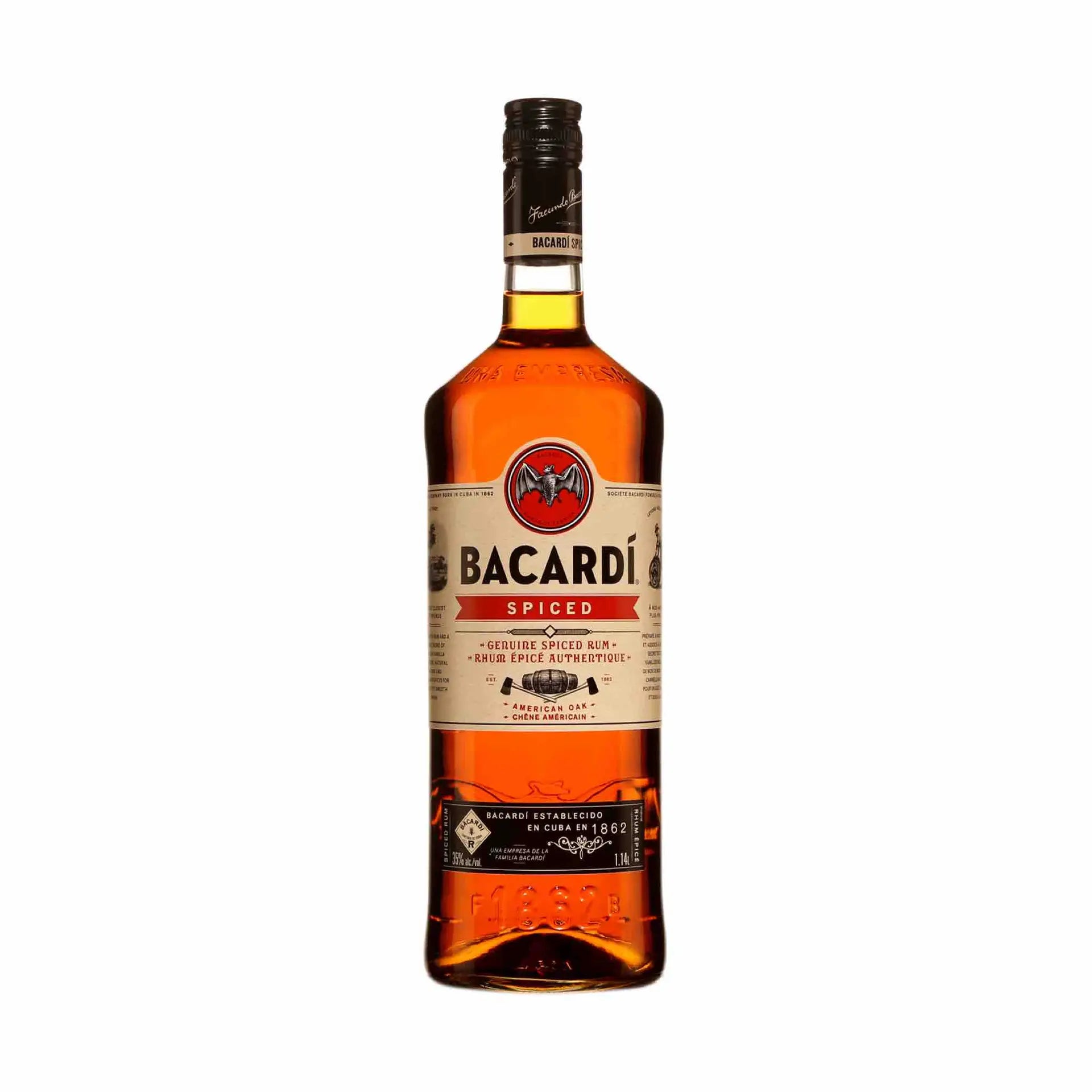 buy Bacardi Spiced Rum 1.14L bottle, spiced rum, amber liquor, Canada