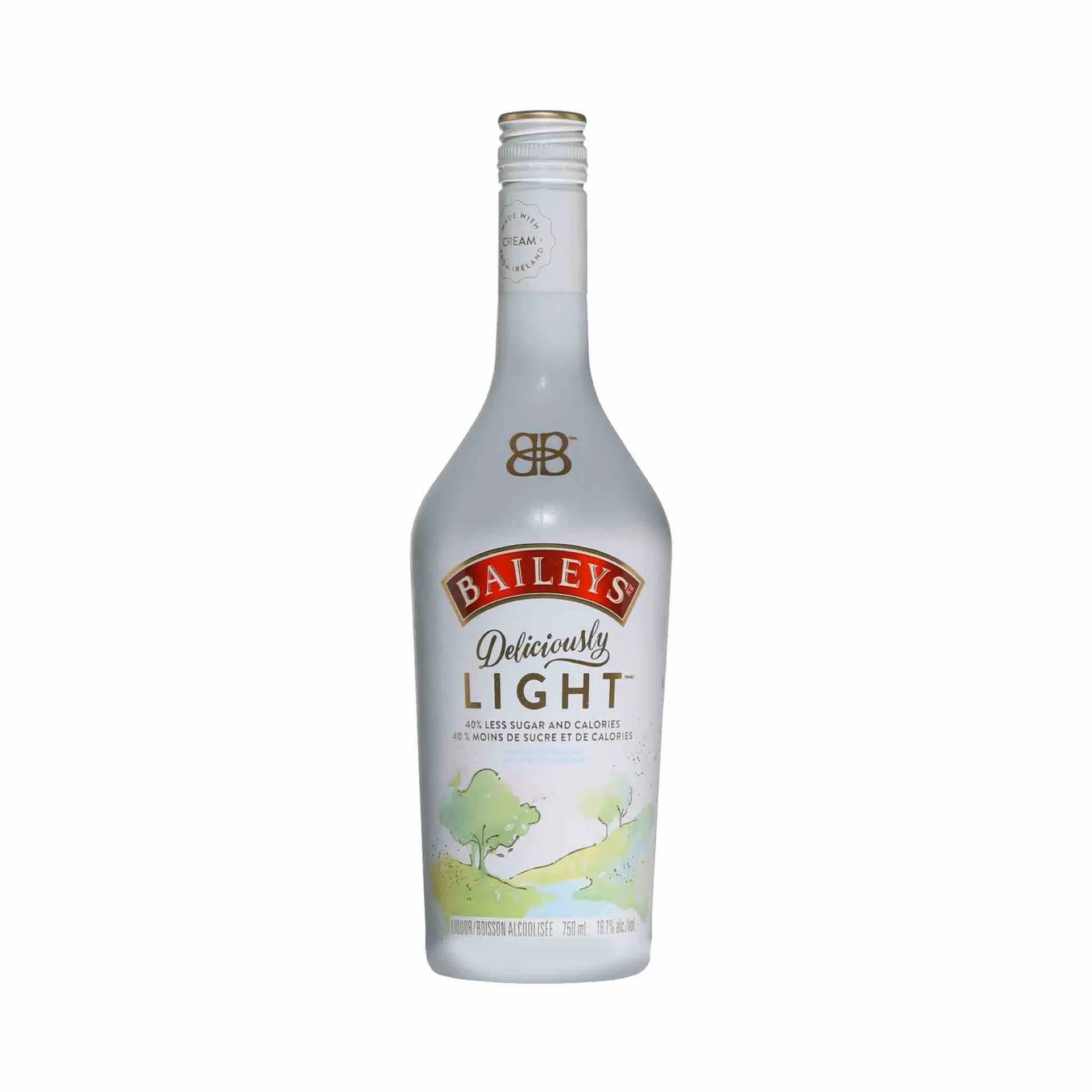 buy Baileys Deliciously Light 750mL bottle with cream liqueur label on white background