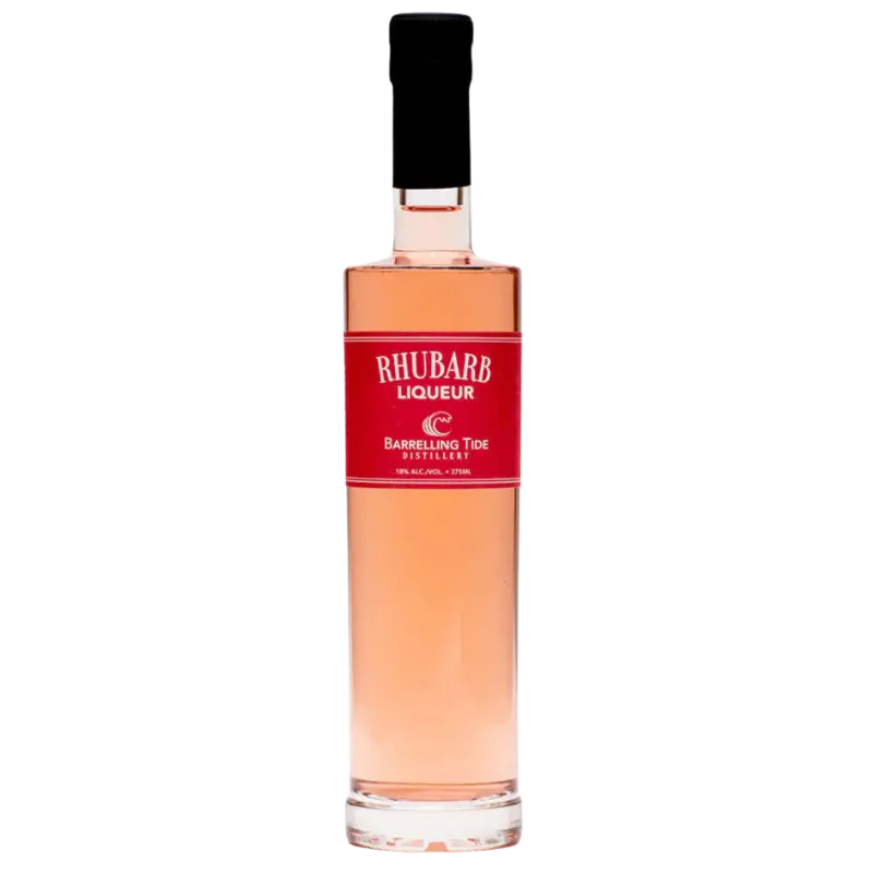 Buy Barrelling Tide Rhubarb Liqueur 375mL, pink spirit in tall glass bottle