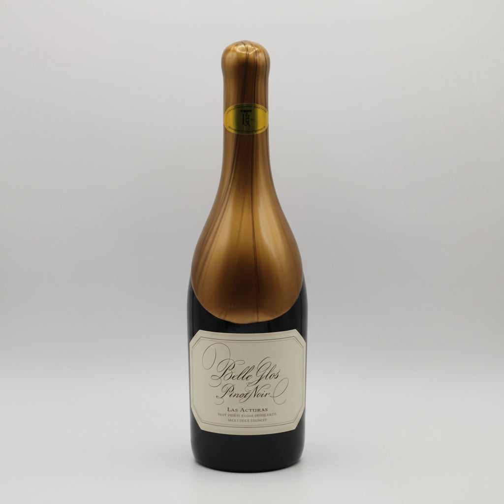 Bottle of Belle Glos Las Alturas Gold Wax Pinot Noir wine in 750mL bottle with gold wax seal and label.