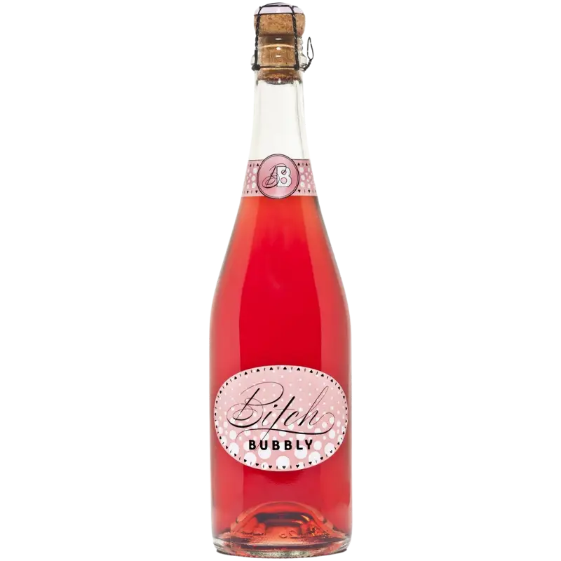 Buy Bitch Bubbly 750mL sparkling rosé wine, pink bottle with cork, product photo