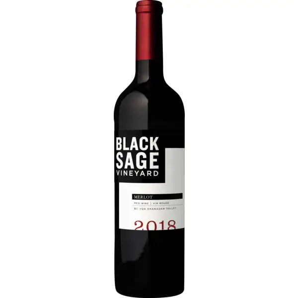 Buy Black Sage Vineyard Merlot 2018, red wine bottle with black and white label