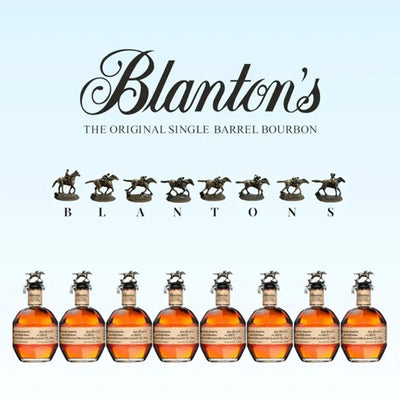 Bottle of Blanton's Original Collector's Edition bourbon whiskey with distinctive packaging and label, 8x750mL bottles.