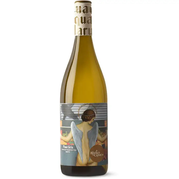 Buy Blasted Church Pinot Gris, white wine bottle with artistic angel label