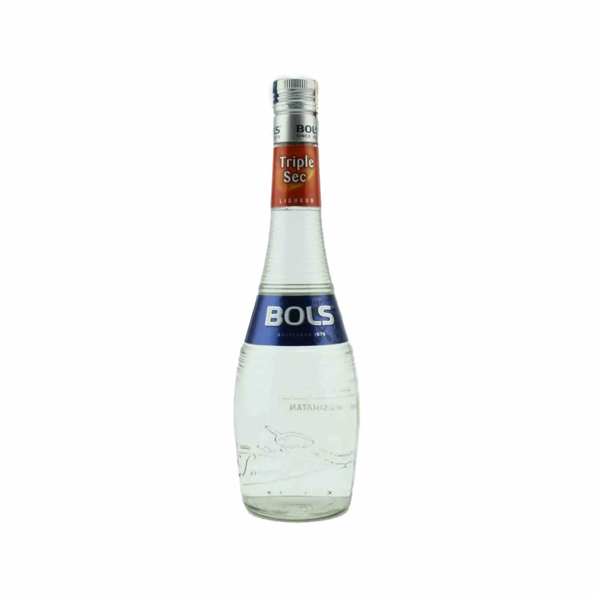 buy Bols Triple Sec Liqueur 750mL clear glass bottle on white background