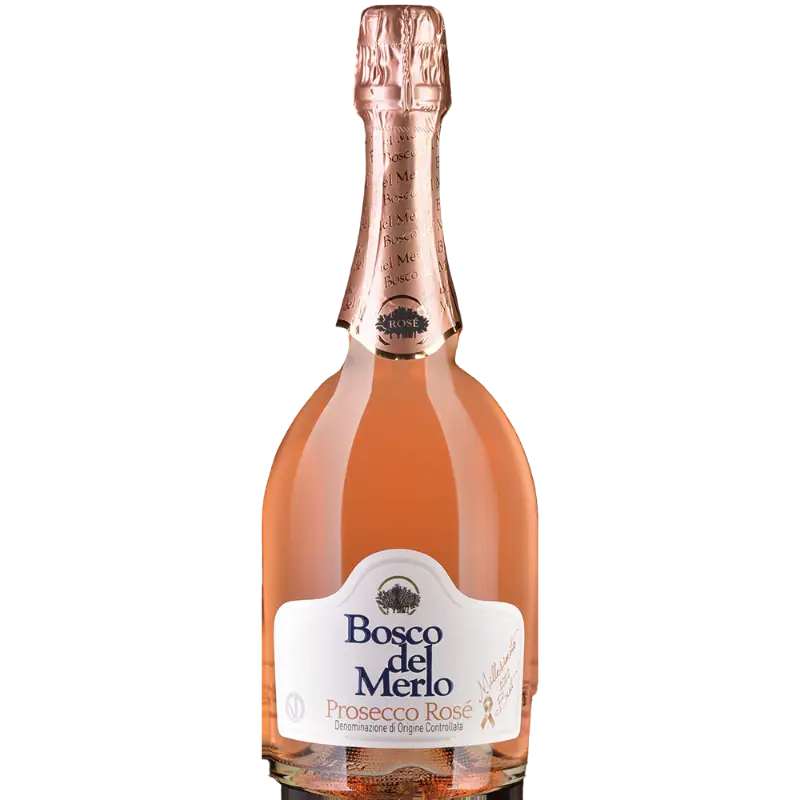 Buy Bosco del Merlo Prosecco Rosé 750mL, sparkling rosé wine bottle with pink foil