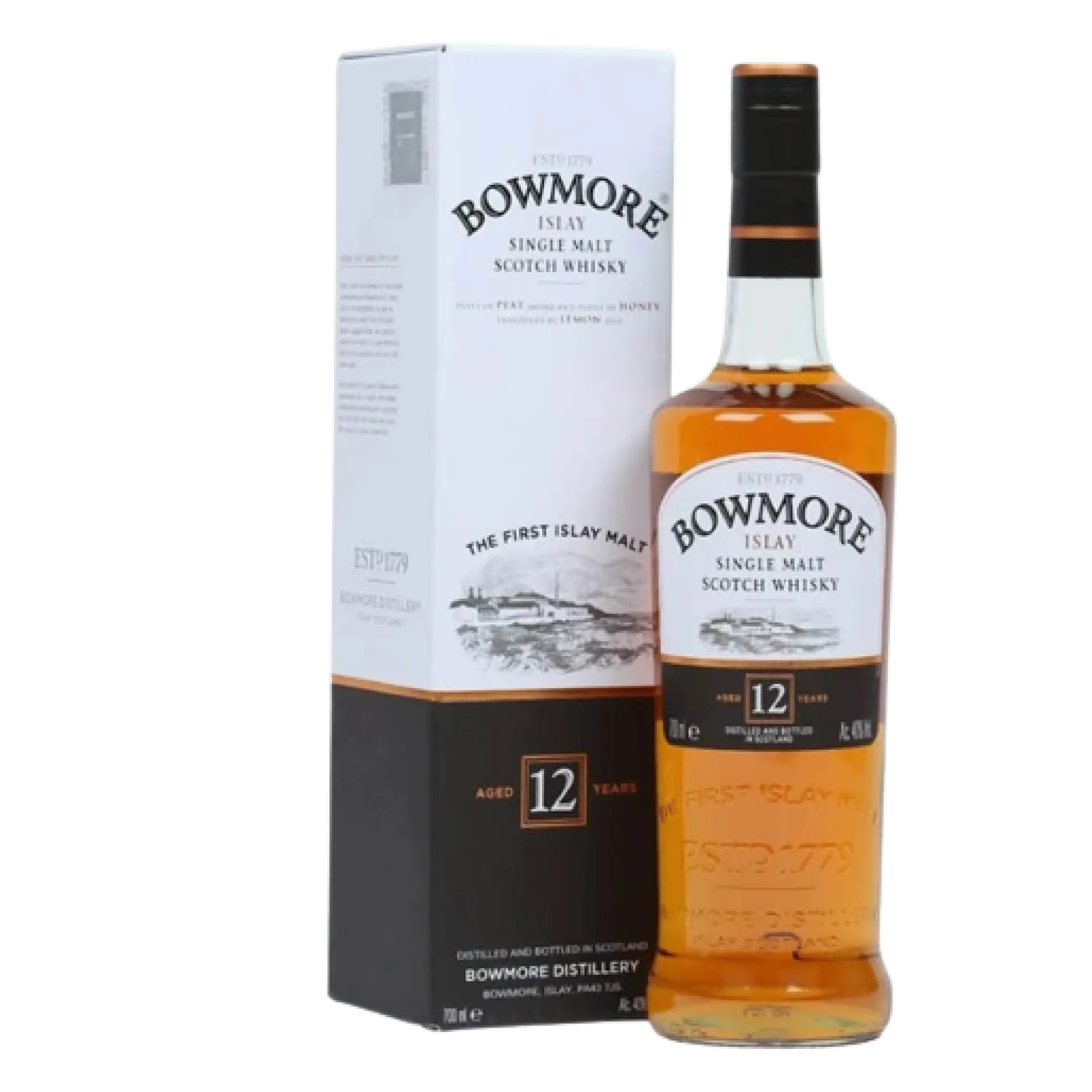 Buy Bowmore 12 Year Old Islay Single Malt Scotch Whisky, bottle with box