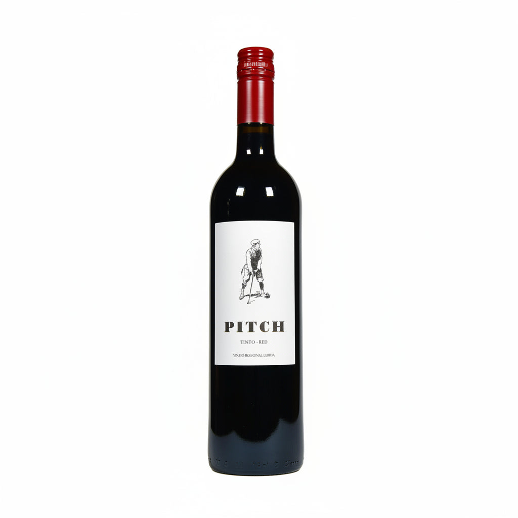 Bottle of CSL Pitch Red Blend wine, 750mL, featuring a red label and elegant design, on a white background.
