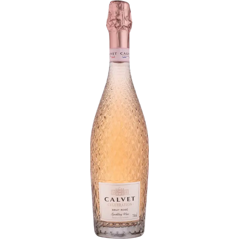 Buy Calvet Brut Celebration Rosé 750mL sparkling wine, elegant pink bottle.