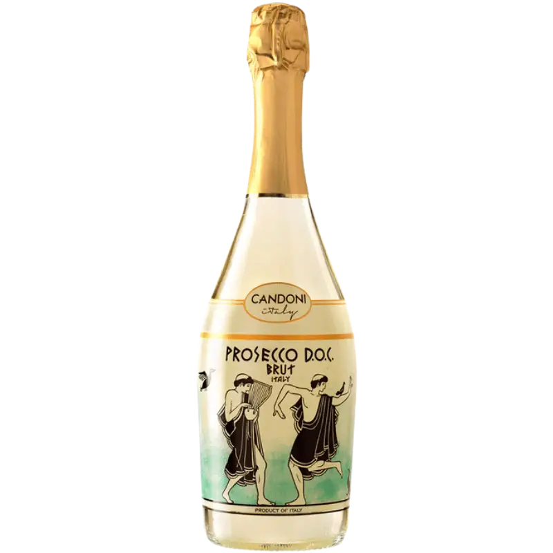 Buy Candoni Prosecco D.O.C. Brut 750mL sparkling wine with gold foil top