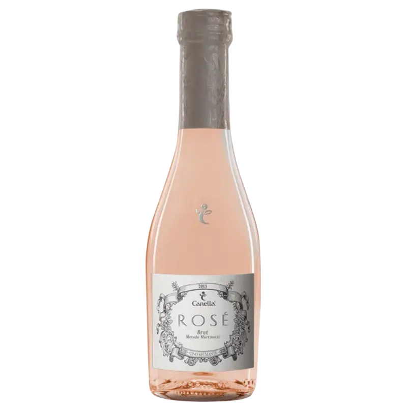 buy Canella Brut Rose 750mL sparkling rosé wine bottle with silver label