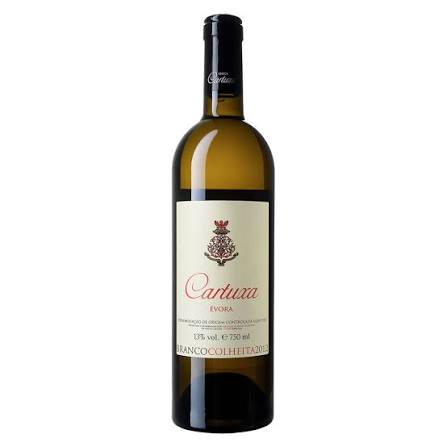 Cartuxa Branco white wine in a 750mL bottle, featuring a clear glass with a golden-colored wine inside.