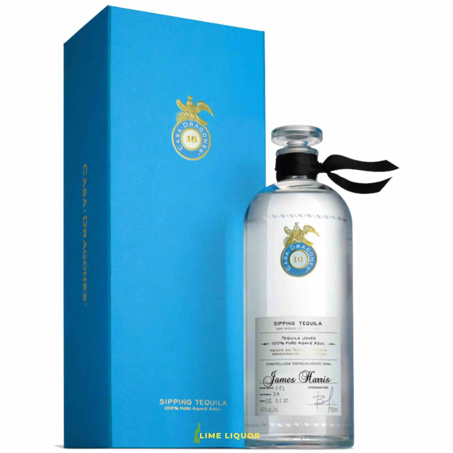 Buy Casa Dragones Joven 750mL clear tequila bottle with blue gift box