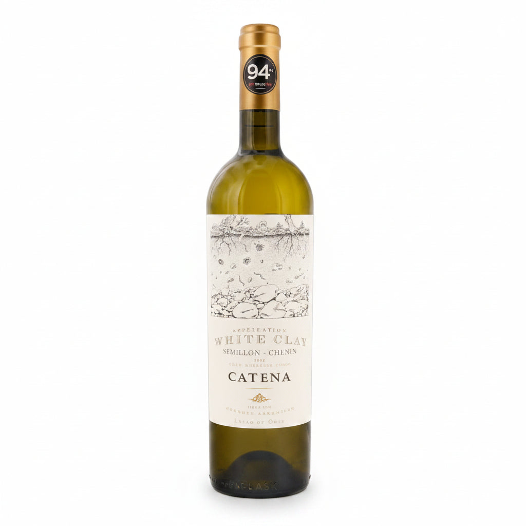 Bottle of Catena Appellation White Clay Semillon white wine, 750mL, with label displaying brand and product details.