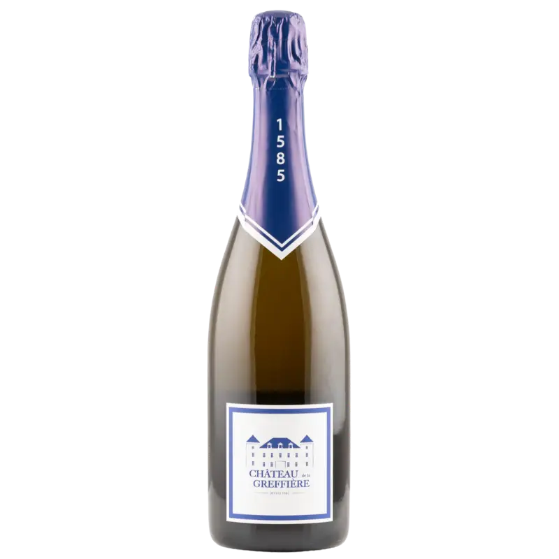 Buy Ch de La Greffiere Cremant 750mL sparkling wine bottle with blue foil and white label