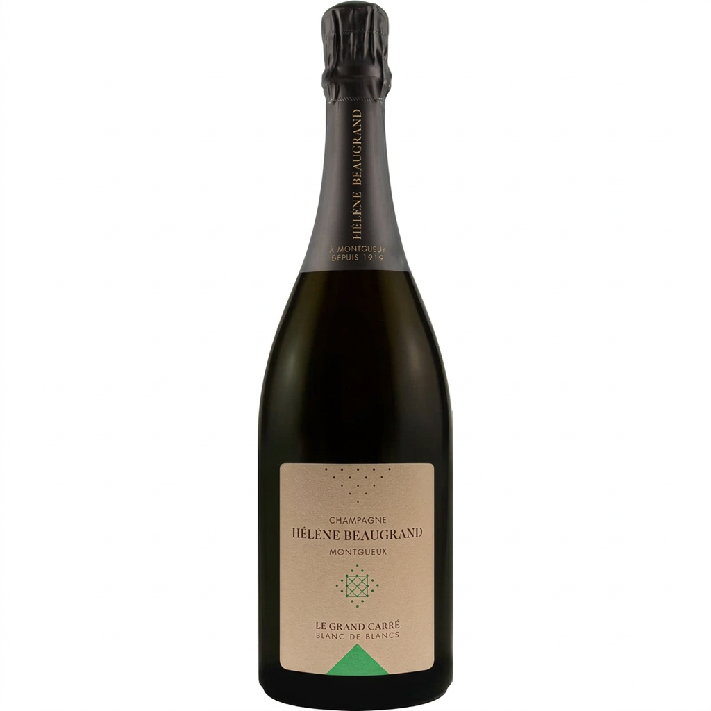 Champagne Helene Beaugrand Le Grand Carre Blanc de Blancs Brut Nature bottle with elegant label and foil cap.