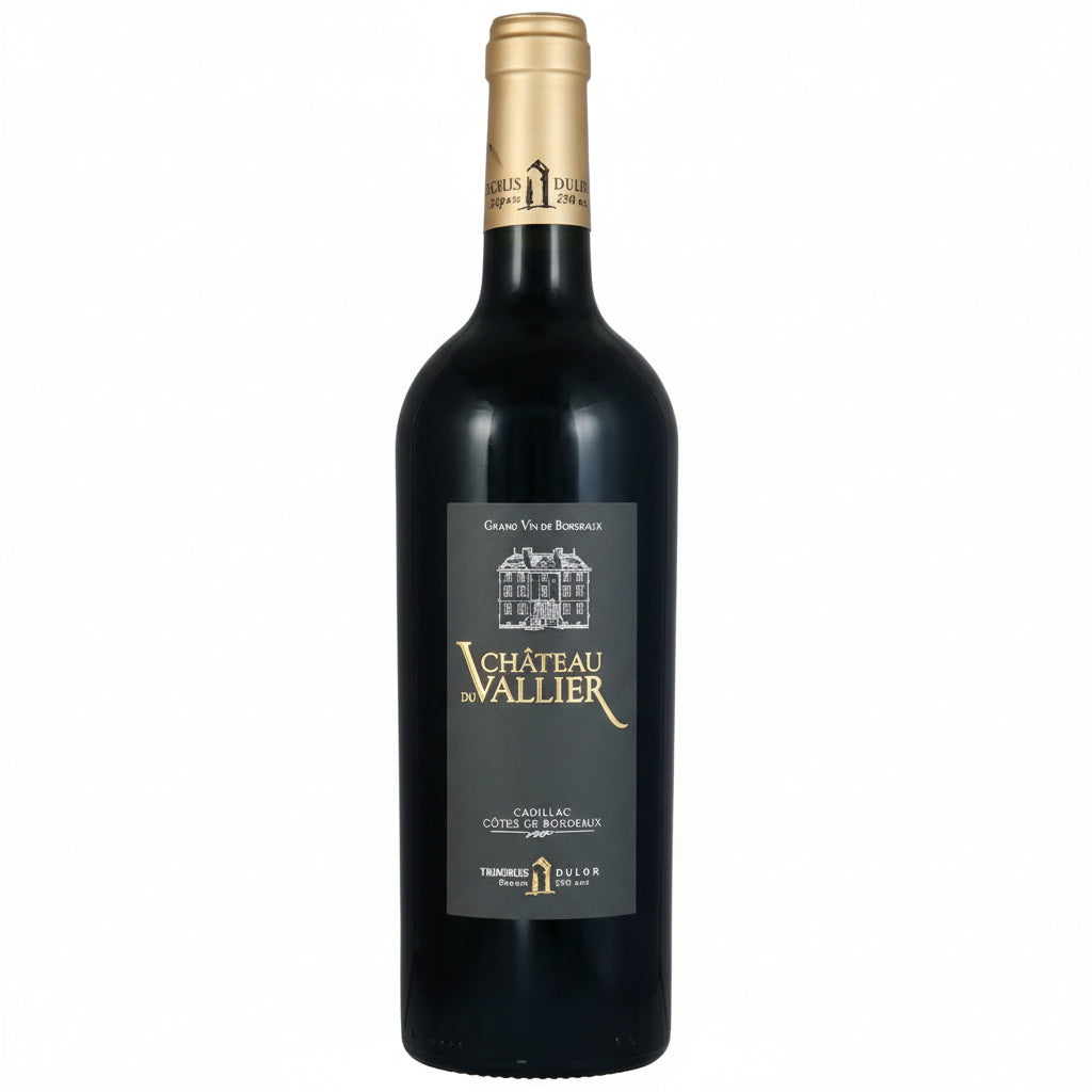 Bottle of Chateau Grand Jean Bordeaux Superieur Reserve Rouge wine with a deep red label and elegant glass.