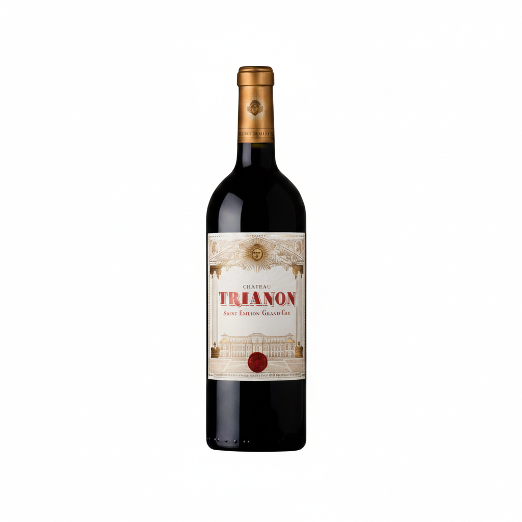 Chateau Trianon Saint Emilion wine bottle with classic label and deep red color, showcasing the Chateau brand and elegant design.