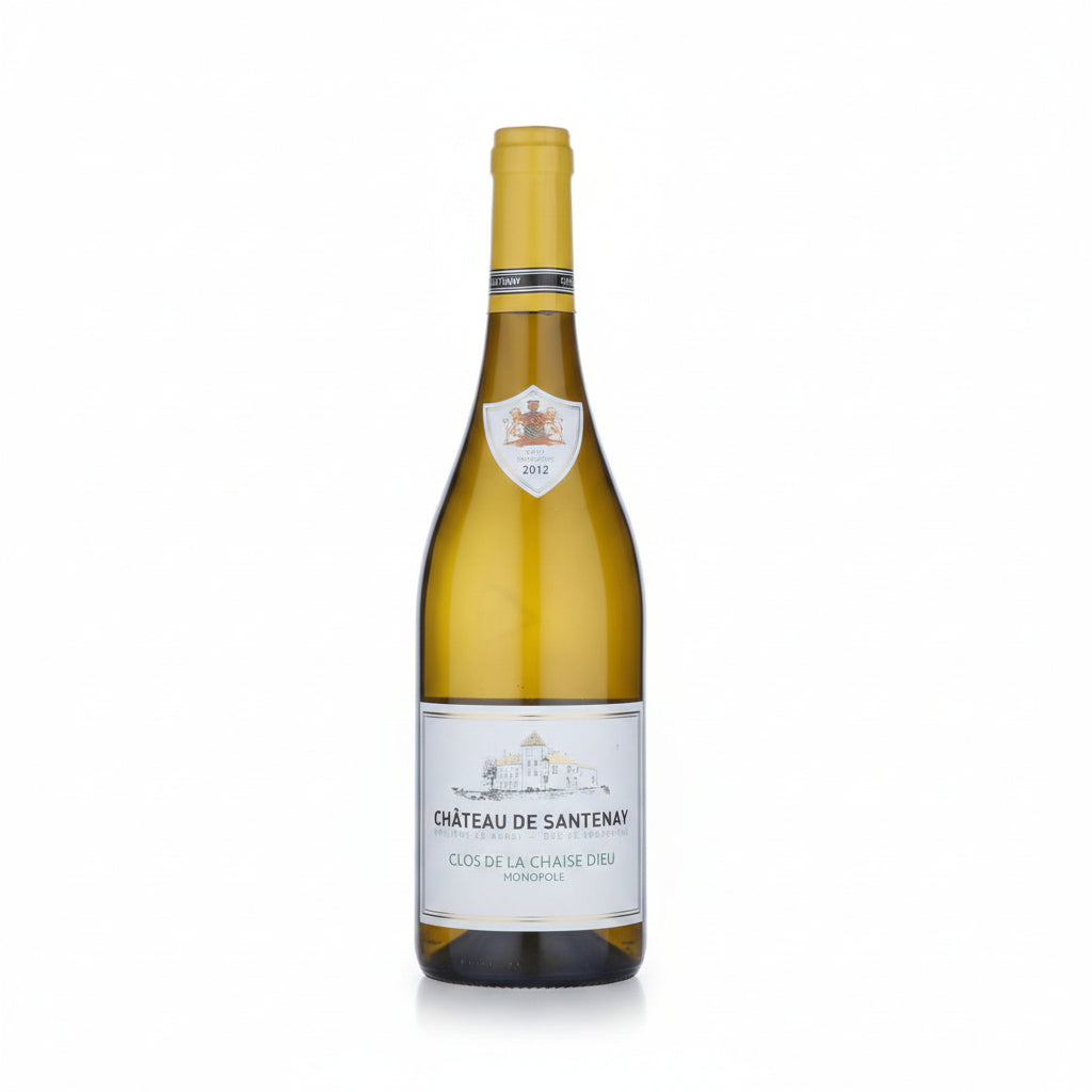 Bottle of Chateau de Santenay Clos de la Chaise Dieu Monopole red wine with label visible and cork intact.