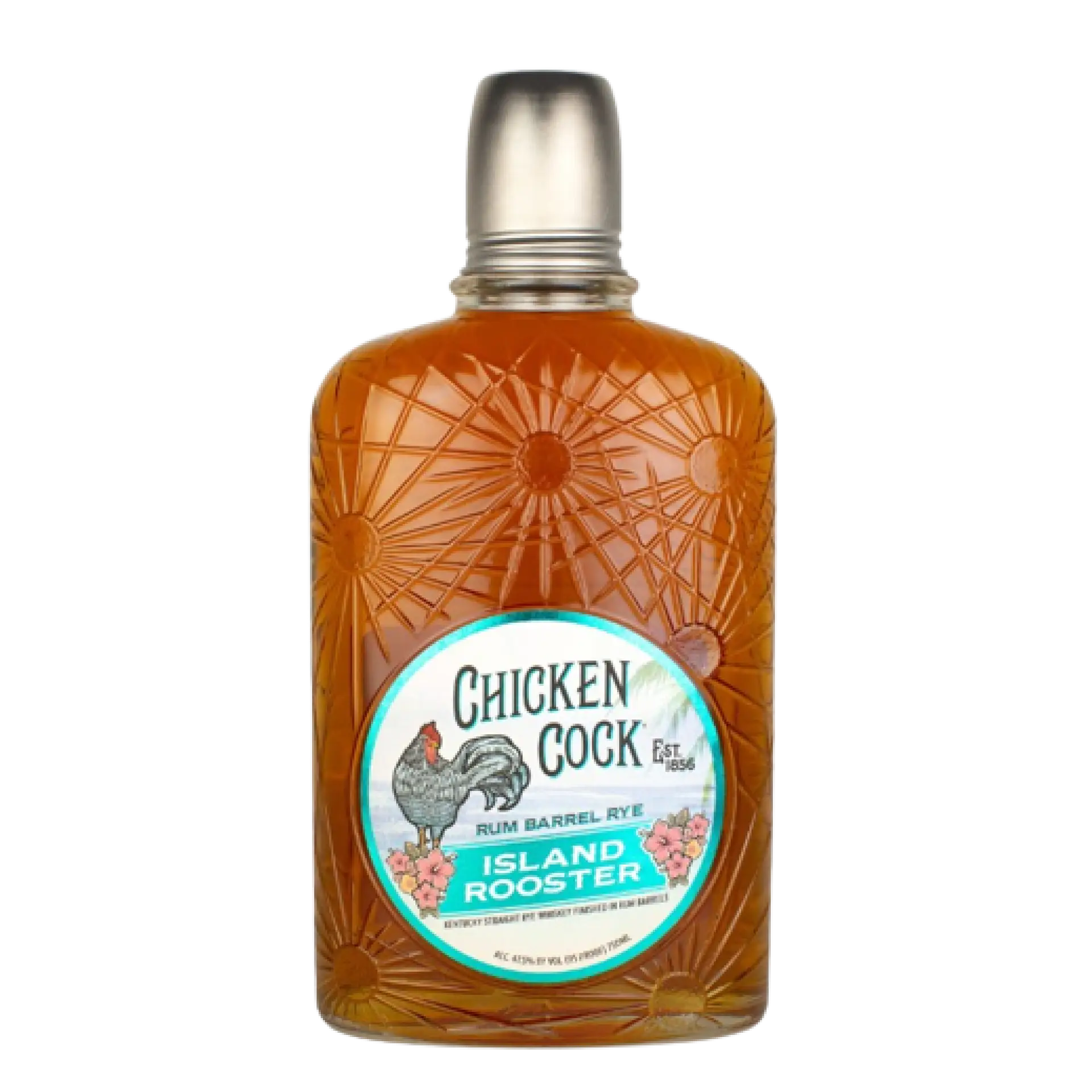 Buy Chicken Cock Island Rooster Rye 750mL, rum barrel rye whisky in decorative bottle