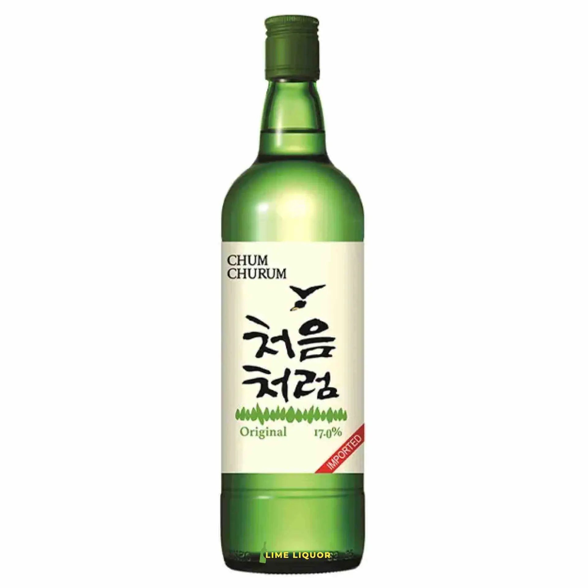 Buy Chum Churum Original Soju 750mL, green bottle, imported Korean spirit, 17% alcohol