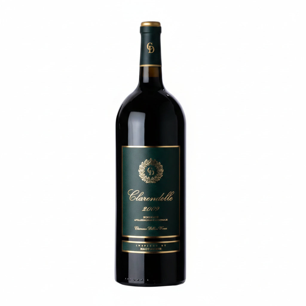 A 1.5L magnum bottle of Clarendelle Bordeaux Rouge red wine with a dark label and elegant bottle design.