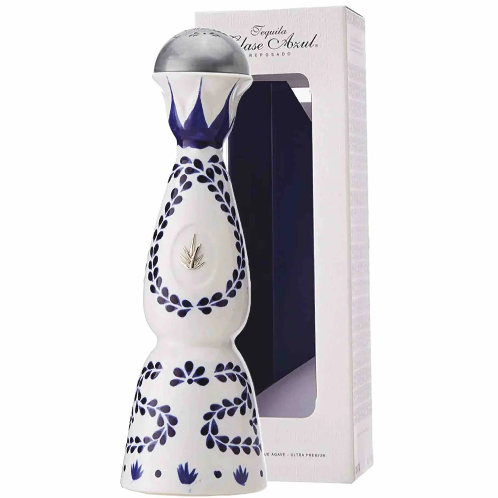 Buy Clase Azul Tequila in a decorative white and blue ceramic bottle with gift box