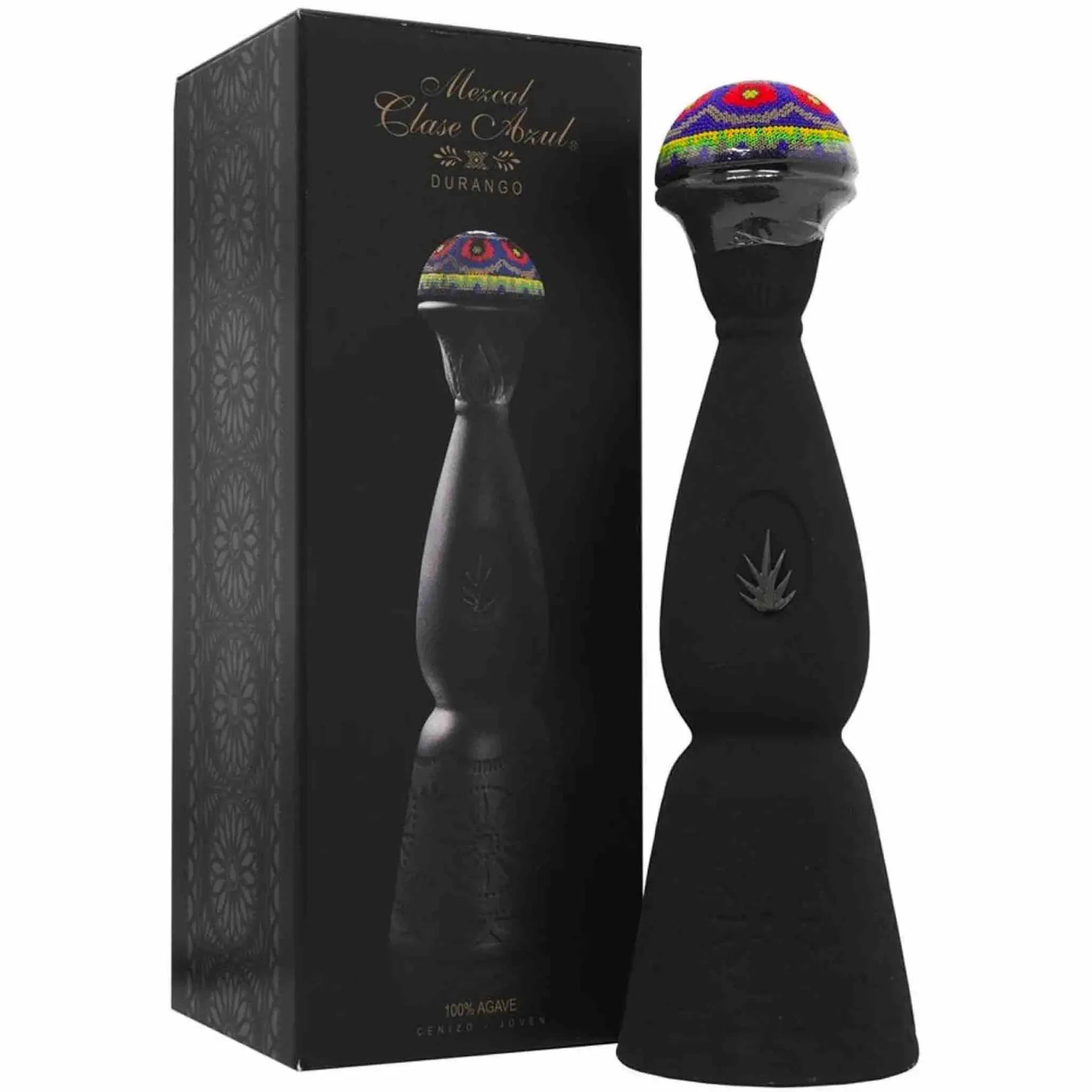 Buy Clase Azul Durango mezcal, black bottle with colorful cap and matching gift box