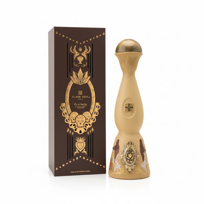 Bottle of Clase Azul Dia De Muertos 2025 Anejo tequila, 1L, featuring colorful Día de Muertos artwork on the ceramic decanter.