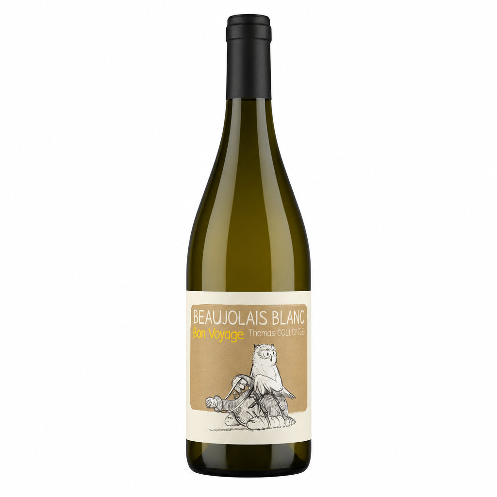 Domaine de Colonat Beaujolais White Bon Voyage wine bottle with label, set against a neutral background.